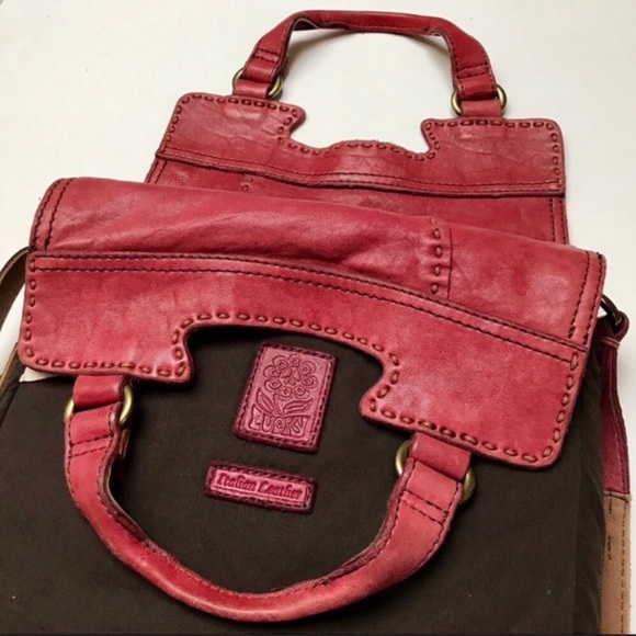 Lucky Brand Purse Abbey Road Red Leather Crossbody Messenger Bag - Picture 5 of 9